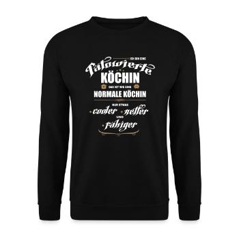 Tätowierte Köchin ist besser! Köchin mit Tattoos. - Unisex Pullover - Schwarz - Vorne - Alina (178cm) & Michal (187cm)