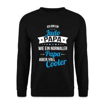 Judo Papa wie ein normaler Papa aber viel cooler - Unisex Pullover - Schwarz - Vorne - Alina (178cm) & Michal (187cm)