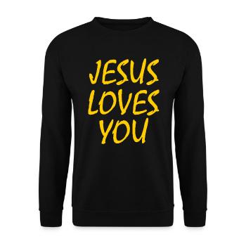 Jesus loves you - Unisex Pullover - Schwarz - Vorne - Alina (178cm) & Michal (187cm)
