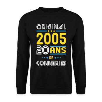 Anniversaire 20 ans - Original 2005 - Conneries - Sweat-shirt Unisexe - noir - Devant - Alina (178cm) & Michal (187cm)
