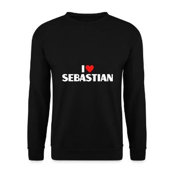 I love Sebastian Red Heart Love Fan Gift - Unisex Sweatshirt - black - Front - Alina (178cm) & Michal (187cm)