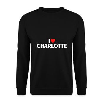 I Love Charlotte Red Heart Love Fan Gift - Sweat-shirt Unisexe - noir - Devant - Alina (178cm) & Michal (187cm)