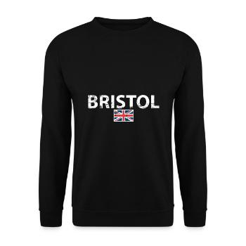 Bristol UK Vintage Britische Flagge Brite - Unisex Pullover - Schwarz - Vorne - Alina (178cm) & Michal (187cm)