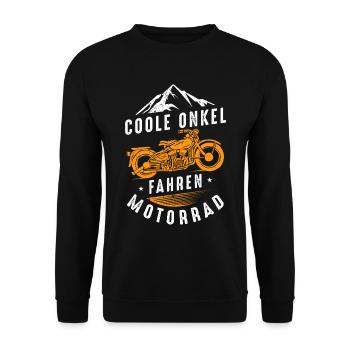 Coole Onkel fahren Motorrad - Unisex Pullover - Schwarz - Vorne - Alina (178cm) & Michal (187cm)
