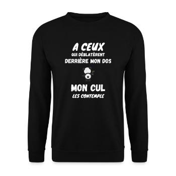 Humour cul de panda - Sweat-shirt Unisexe - noir - Devant - Alina (178cm) & Michal (187cm)