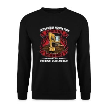 Vorarlberger Baggerfahrer Spruch Geschenkidee - Unisex Pullover - Schwarz - Vorne - Alina (178cm) & Michal (187cm)