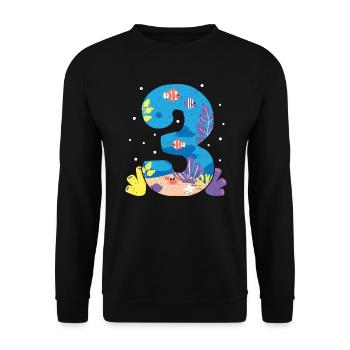 3 - 3. Geburtstag - Unisex Pullover - Schwarz - Vorne - Alina (178cm) & Michal (187cm)
