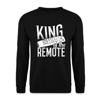 King of the Remote - Father - Unisex Sweatshirt - black - Front - Alina (178cm) & Michal (187cm)