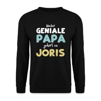 Dieser Geniale Papa Gehört Zu Joris - Unisex Pullover - Schwarz - Vorne - Alina (178cm) & Michal (187cm)
