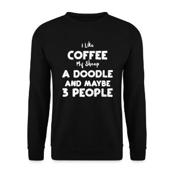 J’aime le café mes moutons un gribouillage... - Sweat-shirt Unisexe - noir - Devant - Alina (178cm) & Michal (187cm)