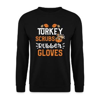 Turkey Scrubs Rubber Gloves - Unisex Sweatshirt - black - Front - Alina (178cm) & Michal (187cm)