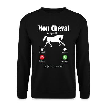 Humour Cheval Cadeau Anniversaire Equitatio - Sweat-shirt Unisexe - noir - Devant - Alina (178cm) & Michal (187cm)