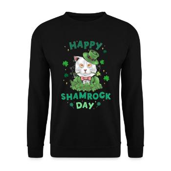 Frohen Kleeblatttag. St. Patrick's Day! - Unisex Pullover - Schwarz - Vorne - Alina (178cm) & Michal (187cm)