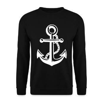 Schiff Anker in Weiss mit Seil Meer See Ozean - Unisex Pullover - Schwarz - Vorne - Alina (178cm) & Michal (187cm)