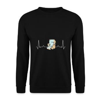 Herzschlag Strandkorb Nordsee Norddeutschland - Unisex Pullover - Schwarz - Vorne - Alina (178cm) & Michal (187cm)