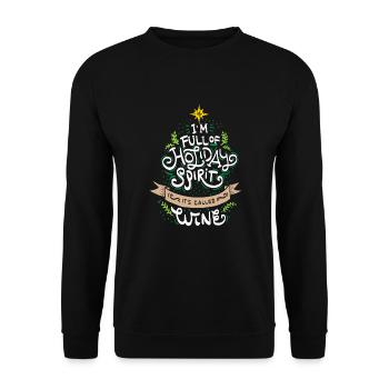 CHRISTMAS/WINE LOVERS I m full of holiday spirit - Unisex Sweatshirt - black - Front - Alina (178cm) & Michal (187cm)