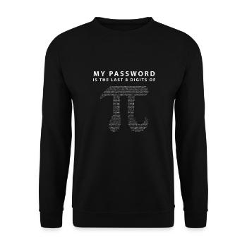 Mon mot de passe est constitué des 8 derniers chiffres de PI - Sweat-shirt Unisexe - noir - Devant - Alina (178cm) & Michal (187cm)
