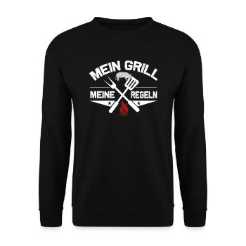 Mein Grill meine Regeln - Unisex Pullover - Schwarz - Vorne - Alina (178cm) & Michal (187cm)