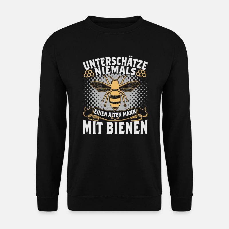 Unterschaetze niemals einen alten Mann mit Bienen - Unisex Pullover - Schwarz
