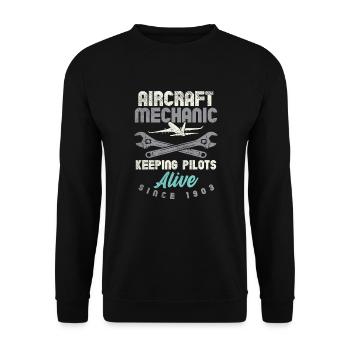 Mécanicien aéronautique, mécanicien aéronautique - Sweat-shirt Unisexe - noir - Devant - Alina (178cm) & Michal (187cm)