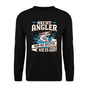 Hecht Angler - Unisex Pullover - Schwarz - Vorne - Alina (178cm) & Michal (187cm)