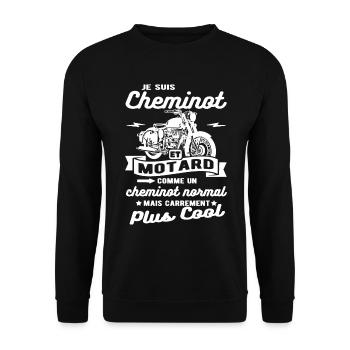 cheminot et motard moto - Sweat-shirt Unisexe - noir - Devant - Alina (178cm) & Michal (187cm)