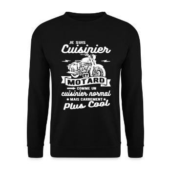 cuisinier et motard moto - Sweat-shirt Unisexe - noir - Devant - Alina (178cm) & Michal (187cm)