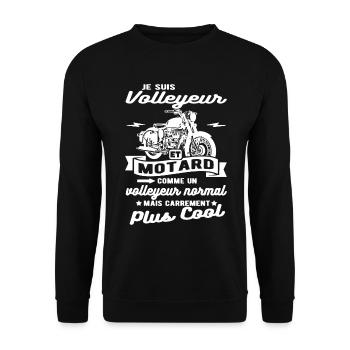 volleyeur et motard moto - Sweat-shirt Unisexe - noir - Devant - Alina (178cm) & Michal (187cm)