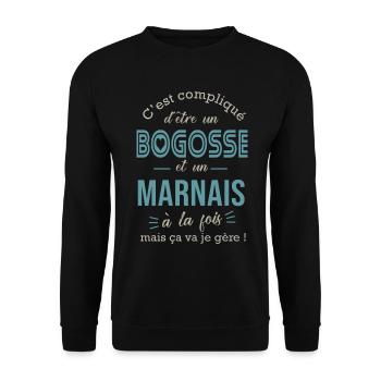 marne bogosse marnais cadeau pour Marnais - Sweat-shirt Unisexe - noir - Devant - Alina (178cm) & Michal (187cm)