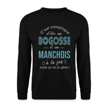 manche bogosse Manchois cadeau pour Manchois - Sweat-shirt Unisexe - noir - Devant - Alina (178cm) & Michal (187cm)