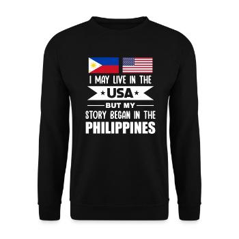 Design für stolze amerikanische Pinoys - Unisex Pullover - Schwarz - Vorne - Alina (178cm) & Michal (187cm)