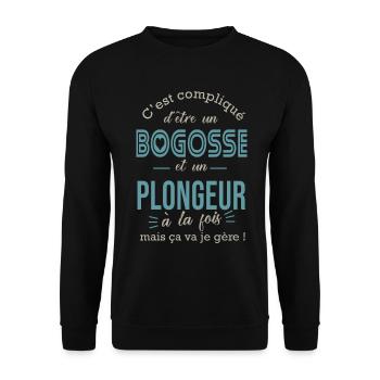 plongée bogosse plongeur Cadeau humour plongee - Sweat-shirt Unisexe - noir - Devant - Alina (178cm) & Michal (187cm)
