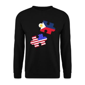 Fil-Am Puzzle Design für stolze Pinoys - Unisex Pullover - Schwarz - Vorne - Alina (178cm) & Michal (187cm)