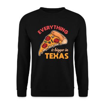 Pizza in Texas Design für stolze Texaner - Unisex Pullover - Schwarz - Vorne - Alina (178cm) & Michal (187cm)