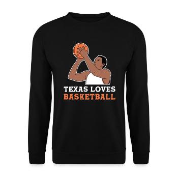 Texas basketball design for proud Texas fans - Unisex Sweatshirt - black - Front - Alina (178cm) & Michal (187cm)