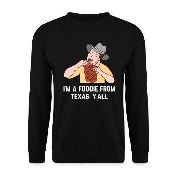 Foodie in Texas Design für stolze Texaner - Unisex Pullover - Schwarz - Vorne - Alina (178cm) & Michal (187cm)