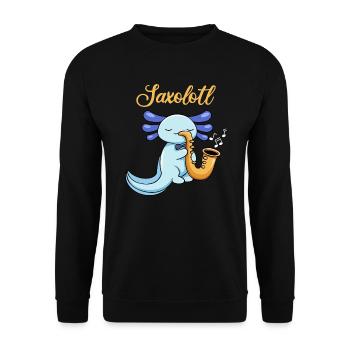Saxolotl Pun Design for Axolotl Lovers - Unisex Sweatshirt - black - Front - Alina (178cm) & Michal (187cm)