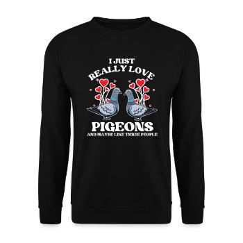 Really Love Pigeons Design für Taubenliebhaber - Unisex Pullover - Schwarz - Vorne - Alina (178cm) & Michal (187cm)
