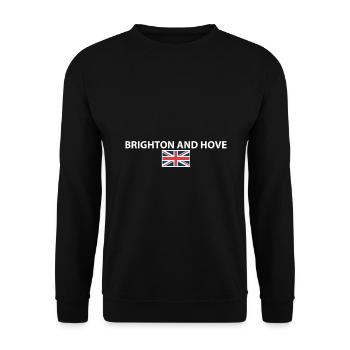 Brighton And Hove UK Britische Flagge Brite - Unisex Pullover - Schwarz - Vorne - Alina (178cm) & Michal (187cm)