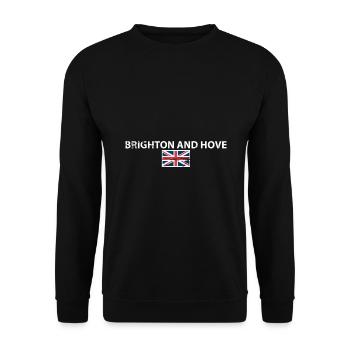 Brighton And Hove UK Vintage British Flag - Unisex Sweatshirt - black - Front - Alina (178cm) & Michal (187cm)