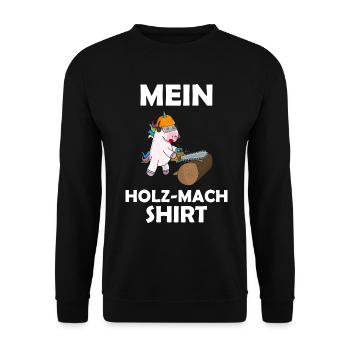 Sägen Motorsäge das Holz machen - Unisex Pullover - Schwarz - Vorne - Alina (178cm) & Michal (187cm)