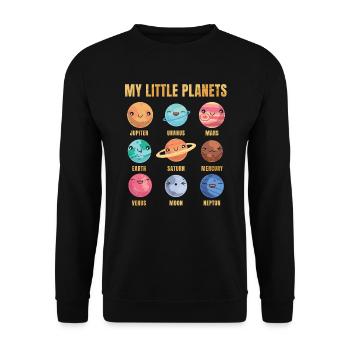 Solar System - Cute Planets - Planet - Galaxy - Unisex Pullover - Schwarz - Vorne - Alina (178cm) & Michal (187cm)