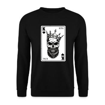 King And Queen Skull - 2/2 Card Hearts Flush - Sweat-shirt Unisexe - noir - Devant - Alina (178cm) & Michal (187cm)