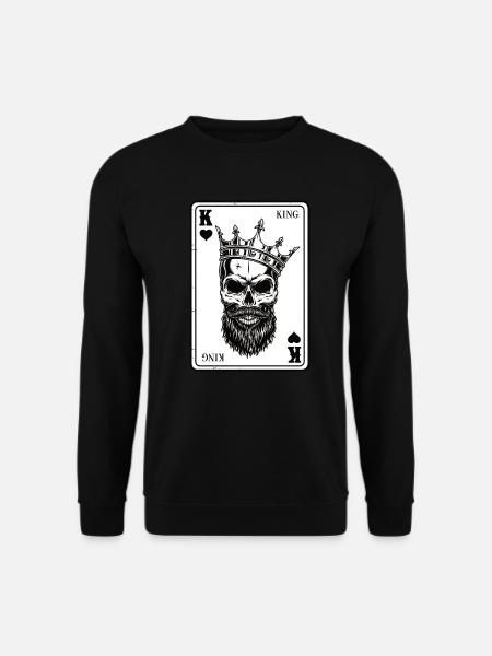 King And Queen Skull - 2/2 Card Hearts Flush - Unisex Pullover - Schwarz