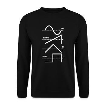 Vintage Analog Synthesizer Techno Waveform - Synth - Unisex Pullover - Schwarz - Vorne - Alina (178cm) & Michal (187cm)