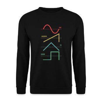 Vintage Analog Synthesizer Techno Waveform - Synth - Unisex Pullover - Schwarz - Vorne - Alina (178cm) & Michal (187cm)