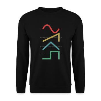 Vintage Analog Synthesizer Techno Waveform - Synth - Unisex Pullover - Schwarz - Vorne - Alina (178cm) & Michal (187cm)
