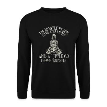 I Am Mostly Peace Love And Light - Unisex Pullover - Schwarz - Vorne - Alina (178cm) & Michal (187cm)