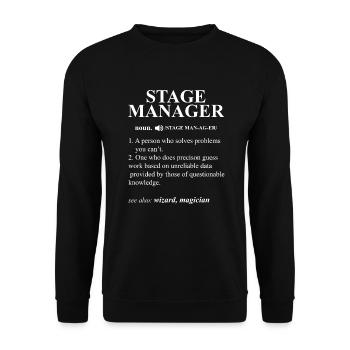 Funny Noun Stage Manager Definition - Unisex Pullover - Schwarz - Vorne - Alina (178cm) & Michal (187cm)