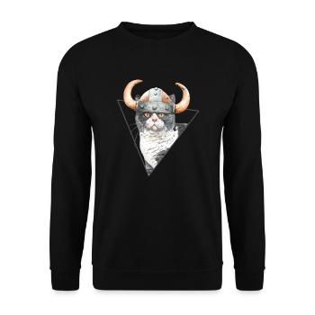 Viking Kitty Cat - Unisex Sweatshirt - black - Front - Alina (178cm) & Michal (187cm)